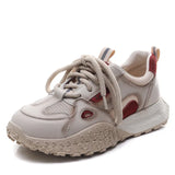 Layer Of Cowhers Old Dad Shoes 2025 Spring And Summer New Breathable Mesh Thick Bottom Casual Lace Single