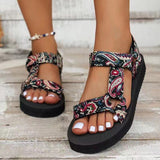 New Fashion Flat Beach Sandals Women's Thick-Soled Magic Stick National Wind Toe Women's