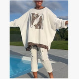 Autumn And Winter New Leopard Print Zipper Trousers Set