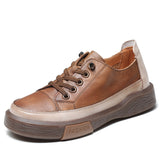 With Pure Leather Soft Soles Retro Single Shoes Spring And Autumn Water Wash Leather Leather Flat Women's Shoes Comfortable Soft-Soled Women's