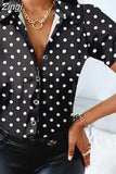 New Summer Vintage Short Sleeve Blouse Women Button Shirt Fashion 25 Styles Striped Floral Leopard Print Tops Clothes