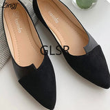 Leather Shoes Splice Color Shoe Ballerina Slip On Shoes Women Flats 2023 Fashion Pointed Toe Ballet Footwear buty