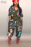New Style Brand Fashion Hip Hop Style Women Jumpsuit Special Letter Turn Down Collar Half Sleeve Romper