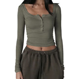 Asia Women's Big Round Neck Collar Nail Buckle Bottom Shirt Trend 2025 New Pure Desire Tight T-Shirt