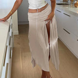 Wind Irregular Opening Half-Dress Girl 2025 Spring And Summer Small Waist Folds New Medium And Long