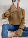 And Winter Sweater Women's Loose Long-Sleeved Striped Elbow Love Collar Knitted
