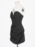 Fashion Sexy Dress Women 2025 Summer New Breast-Wearing Skirt Folds High-End Women's