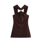 Women's Dress Women's Gold Trim Hanging Neck Knitting