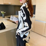 Women Shirt Long-sleeve Chiffon Blouse Women 2023 Spring New Womens Tops Printed Women Clothing Elegant and Youth Woman