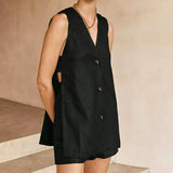 Summer New Cotton Sleeveless Shorts Pajamas Two Sets Of Fashion And Comfortable To Wear Women's Home
