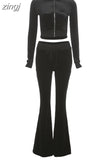 Velvet Casual Women Tracksuit 2 Piece Set Long Sleeve Zipper Sweatshirt Top+Bandage Straight Pants Female