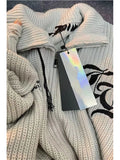 Cardigan Sweater Women's 2023 New Autumn Winter Lapel Collar Vintage Zipper Loose Coat Knitted Cardigan Oversized