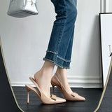 High-Heeled Women's Fine Heel 2025 New Summer Patent Leather Pointed Temperament Famous French Small Single Shoes