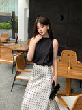 Xixi 13 Lines 2025 Spring And Summer New Temperament Elegant Wave Point Shirt Chiffidless T-Shirt Top