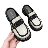 Bag Head Half Slippers Women 2025 Autumn New Round Head Thick Soles To Wear Cold