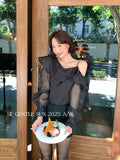 Xixi 2025 Autumn White Standard Dingy Temperament Under-Bottom Long-Sleeved Lotus Shirt Shirt Small Shirt Lady