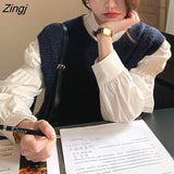 Vests Women O-neck Unisex Cozy Vintage Knitting Casual Ladies Solid All-match Student Streetwear Light Soft Ulzzang