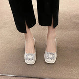 New Baotou Sandals French Retro Square Drill Buckle After The Air Coarse Temperament Fairy