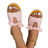 Flat Bottom Slippers Women Wear 2025 New Round Head Bow One-Legged Lazy Shoes