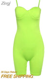Strap Low Cut Skinny Biker Shorts Rompers Tight Workout Loungewear Sporty Women Body-Shaping Playsuits Solid