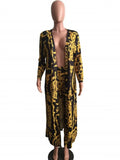 Big Size 2 Pieces Set Sexy Autumn Fashion Women Set Female Tops Floral Print Long Sleeve Cardigan Bodycon Stripe