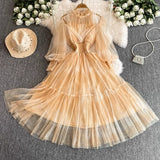 High-End Chiffon Dress Women Autumn New Temperament Banquet Dress Phony Holiday Princess