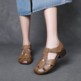 Kraft Retro Hollow Sandals Women 2025 Summer New Casual Breathable Comfortable Roman