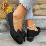 Spring New Large-Size Tip Heel Single Shoes Bean Bean Shoes Bows Casual Single Shoes