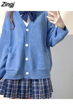 Women Solid Simple Single Breasted Pockets School Girls All-match Loose Kawaii Ins 2XL Leisure Fashion Outwear Chic
