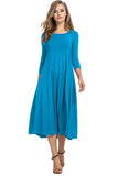 Women's Clothing 2025 Spring New Dress Fashion Casual Fold Seven-Sleeve Solid