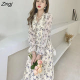 Dresses Women Knee-length Tender French Casual A-line Soft Clothes Summer Ulzzang Vacation Students Long Sleeve