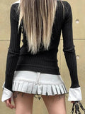 Turtleneck Mock Two Piece Long Sleeve Knit