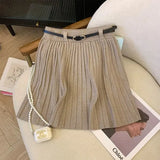 Pleated High Waist Belted Mini Skirt- Outfit