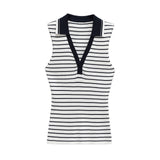 Women's 2025 Summer New Fashion Sleeveless POLO Collar Sports Polo Shirt