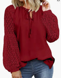 Casual Shirts for Women O-neck Long Sleeve Loose Shirt White Blouse Women's Loose Solid Hollow Lace Tops New