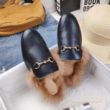 Rabbit Plus Plus Plush Bag Head Half Slippers Female Flat Base Lazy Outside Wearing Muller Shoes Size
