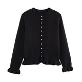 Women's Autumn And Winter New Laminated Wooden Ear Knitted Shirt