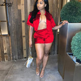 Women Tracksuit Biker 2 Piece Set Elasticity Shirt + Short Pants Sportsuit Solid Color Matching Biker Suit Clothes