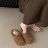 Retro Lamb Hair Plus Plush Fur Slippers Women's Bag Head Dragging Fairy Wind Lazy Cotton