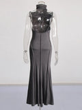 Wind Elegant Style 2025 Autumn And Winter New Standing Sleeveless Comfortable 100-Fold Dress Dress