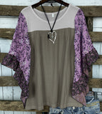 Women's Dress Spring And Summer Wish Bat Sleeve Print Color Waffug Blouse T-Shirt