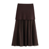 Women's 2025 Summer New V-Neck Gold Button Knitted Vest + Folding Skirt