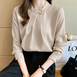 New Autumn New Professional Shirt Female Design Sense Niche Korean Version Long Sleeve Satin Chiffon Top