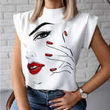 Simple Lip Pattern Collar Lady Shirt Tsets Commuting Short-Sleeved Tops