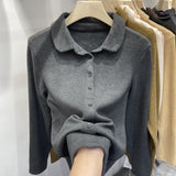 De-Velvet Shirt Bottomed Women 2025 Autumn And Winter Exquisite Collared Temperament Fashion Warm Inside The