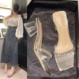 Fragrant Breeze Cool Slippers Women Wear Exquisite 2025 Spring And Summer New Fairy Wind Coarse And Crystal High-Heecks
