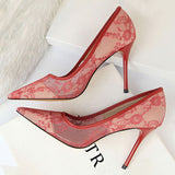 Shoes Mesh Hollow Lace Woman Pumps 2022 Spring Women Heels Sexy Party Shoes Thin Stiletto Heels Women Shoes 6