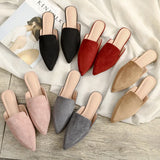 Bag Head Flat Tip Tip Half Slippers Women's Velvet Black Muller Shoes Single Shoe Size