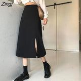 Skirts Women Mid-calf College A-line High Waist Korean Style All-match Friends Streetwear Chic Female Bottom Юбка