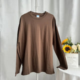 2025 New Hot Pure Color Long-Sleeved T-Shirt Women Loose Cotton Collar Base